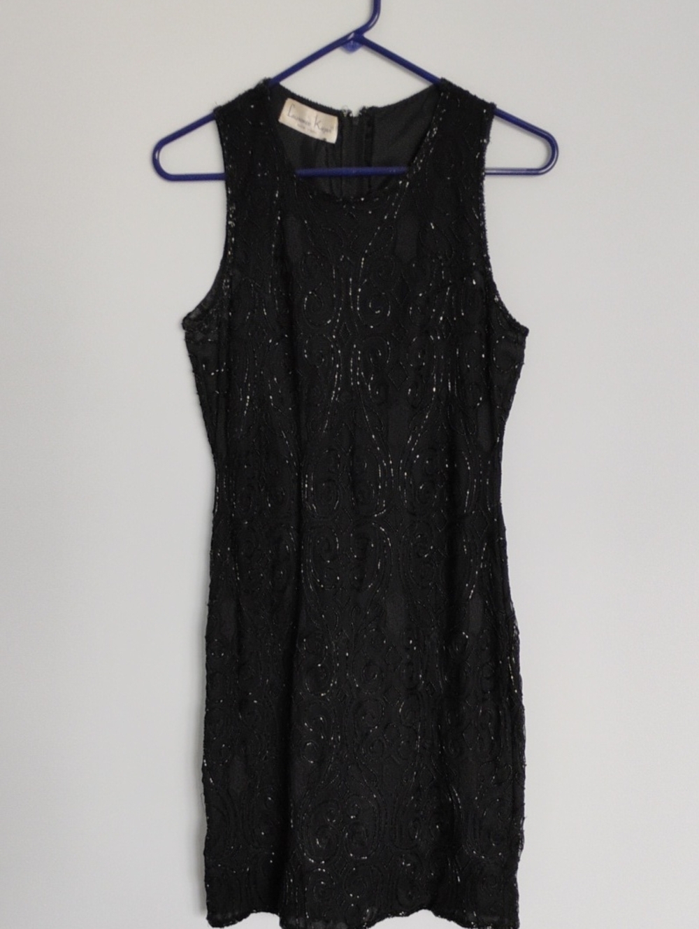 Vintage Laurence Kazar Beaded Silk Body Sleeveless Cocktail Dress LBD Size XS